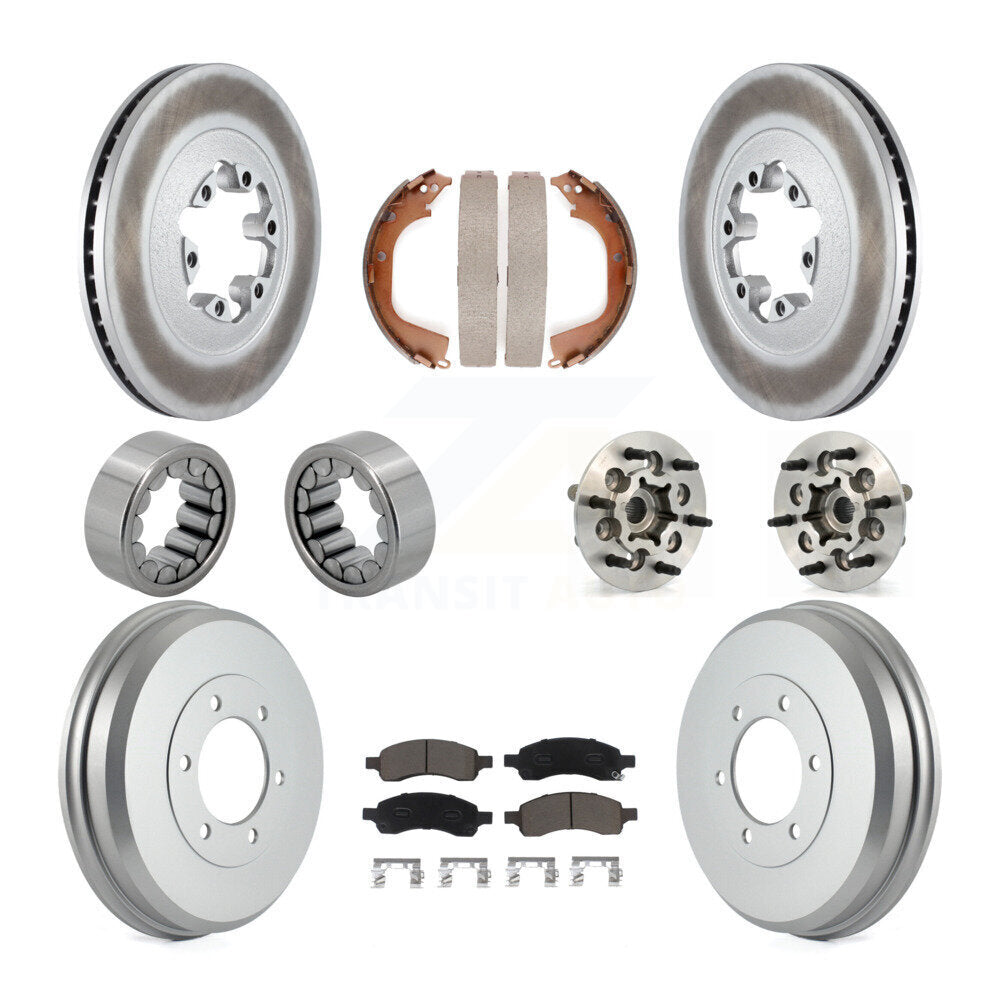 Hub Bearing Coated Brake Rotor Pads Shoe Front Rear Kit (10Pc) For Chevrolet GMC