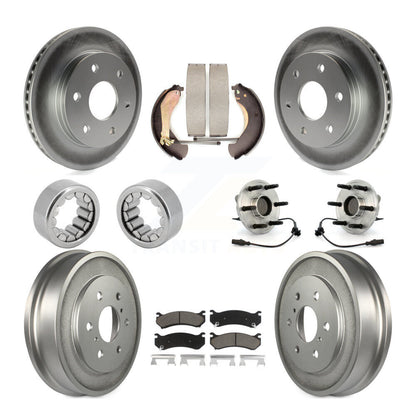 Hub Bearings Coated Disc Brake Rotors And Ceramic Pads Shoes Front Rear Kit For