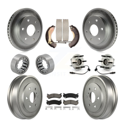 Hub Bearings Coated Disc Brake Rotors And Ceramic Pads Shoes Front Rear Kit For