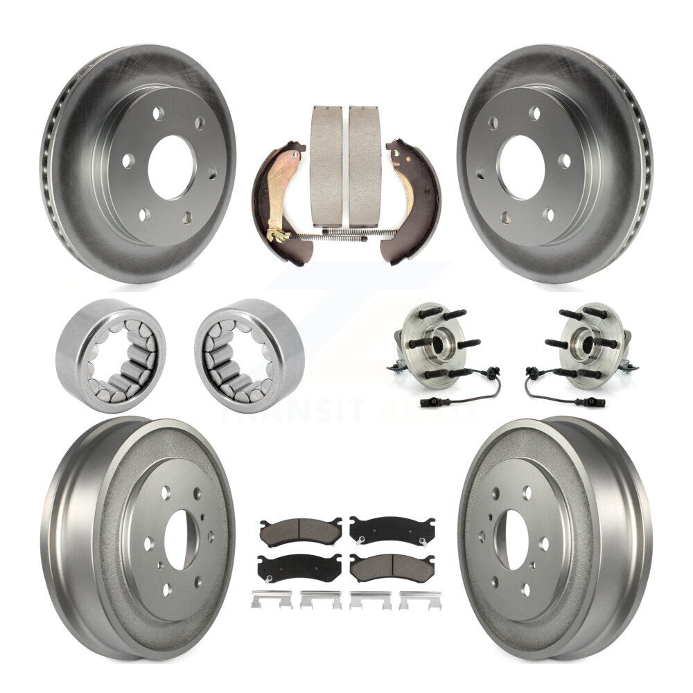 Hub Bearings Coated Disc Brake Rotors And Ceramic Pads Shoes Front Rear Kit For