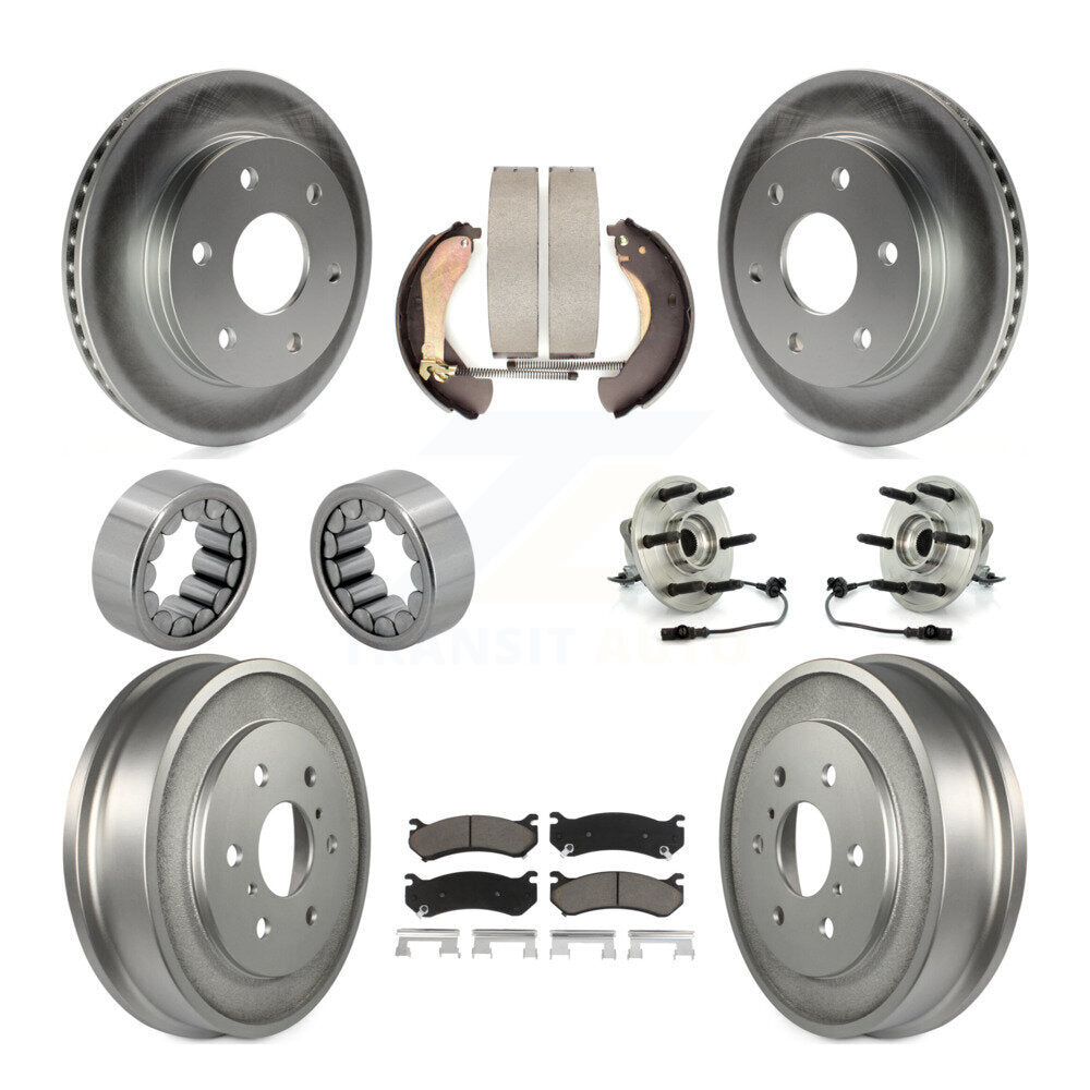 Hub Bearings Coated Disc Brake Rotors And Ceramic Pads Shoes Front Rear Kit For