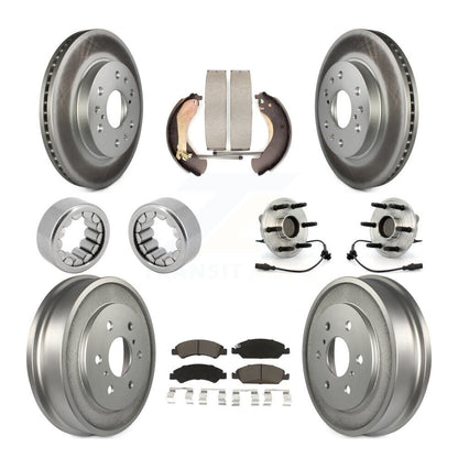 Hub Bearing Coated Brake Rotor Pad Shoe Front Rear Kit (10Pc) For Chevrolet 1500