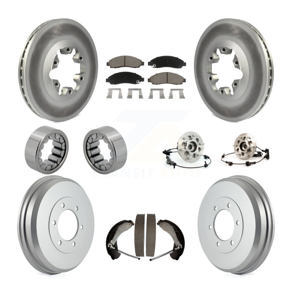 Hub Bearing Coated Brake Rotor Pads Shoe Front Rear Kit (10Pc) For Chevrolet GMC