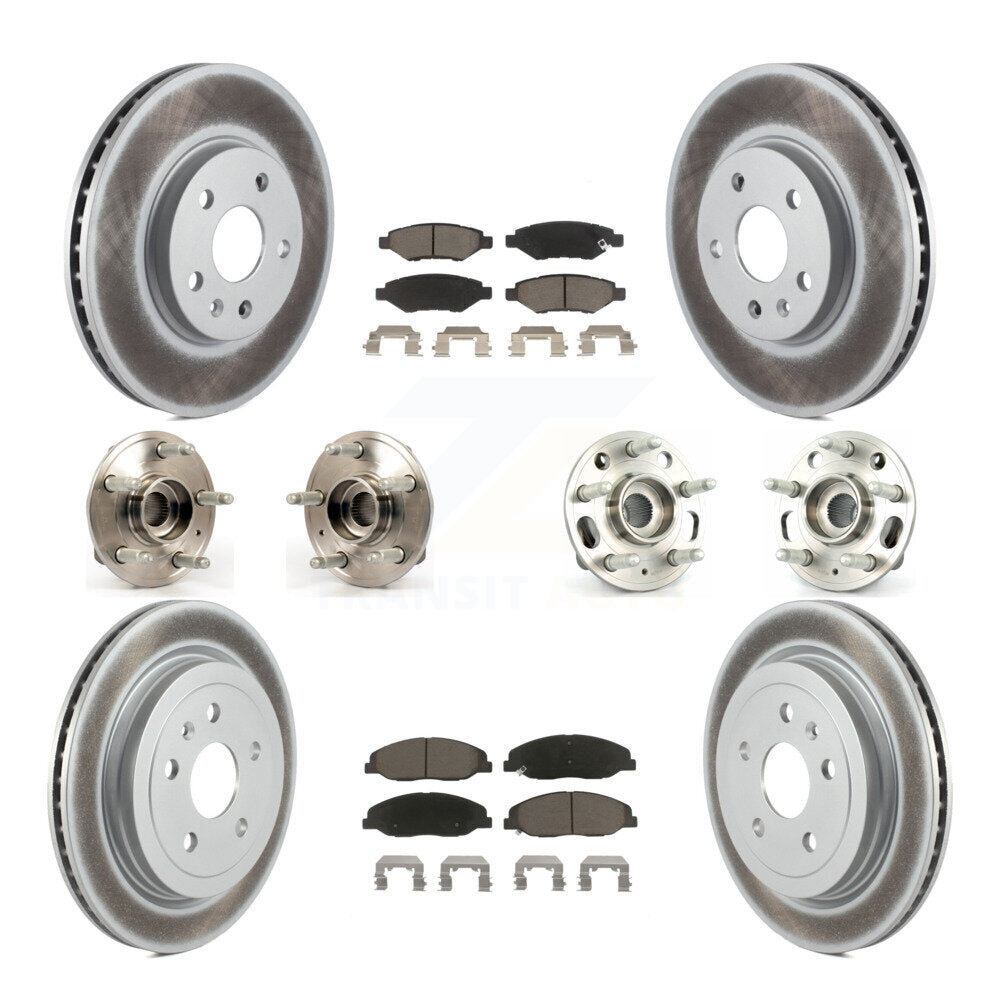 Hub Bearing Coated Disc Brake Rotor & Pad Front Rear Kit (10Pc) For Cadillac CTS