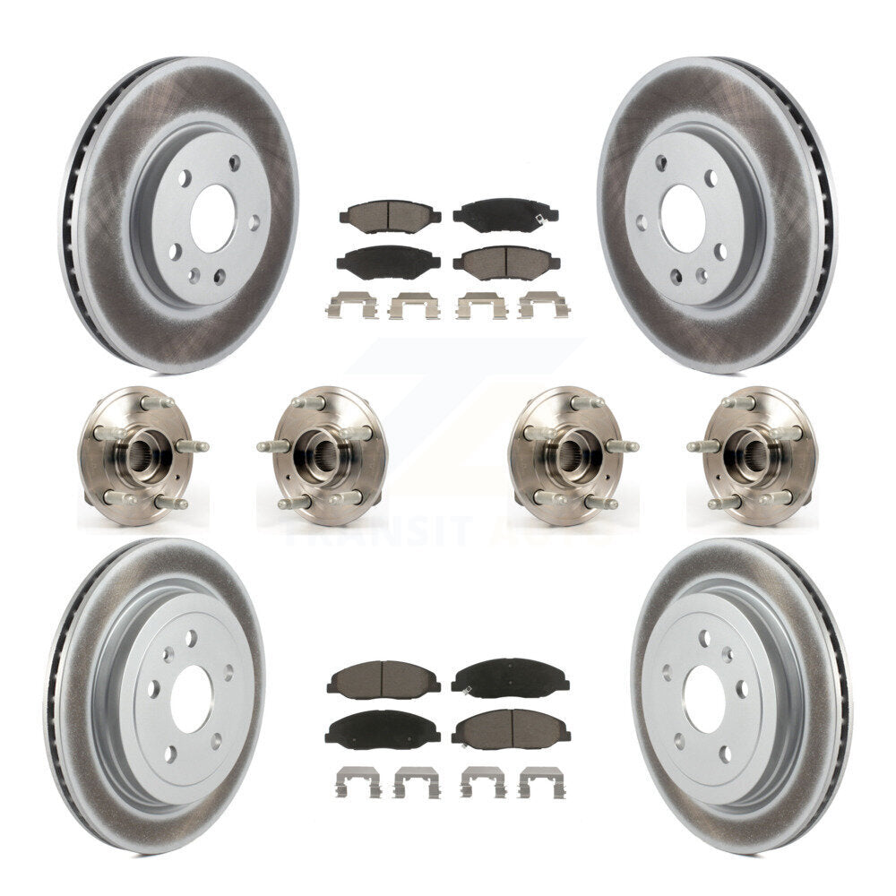 Hub Bearing Coated Disc Brake Rotor & Pad Front Rear Kit (10Pc) For Cadillac CTS
