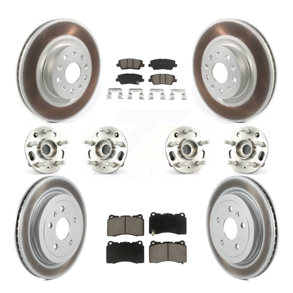 Hub Bearing Coated Disc Brake Rotor & Pad Front Rear Kit (10Pc) For Cadillac CTS