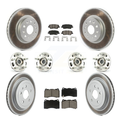Hub Bearing Coated Disc Brake Rotor & Pad Front Rear Kit (10Pc) For Cadillac CTS