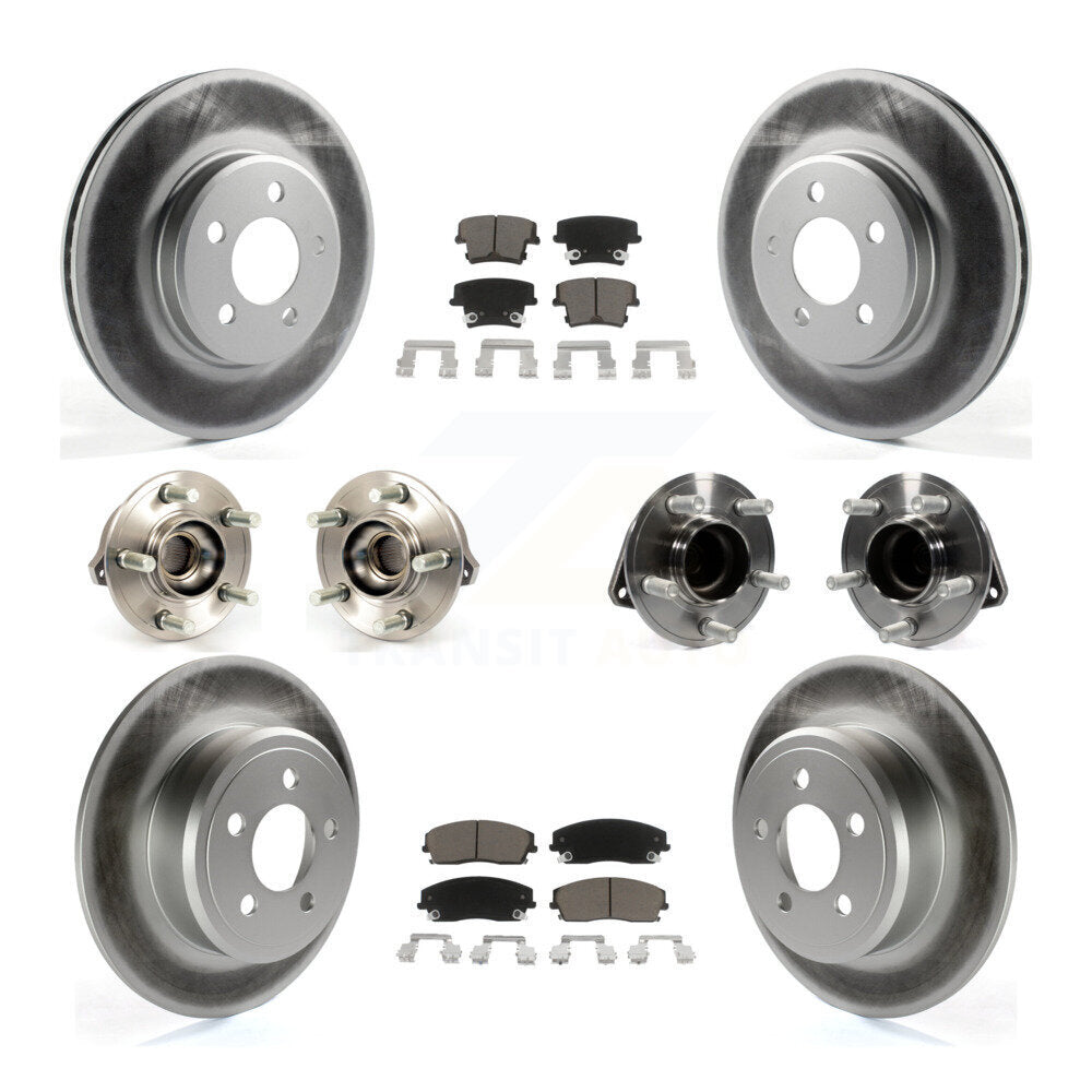 Hub Bearing Coated Brake Rotor Pads Front Rear Kit (10Pc) For Chrysler 300 Dodge
