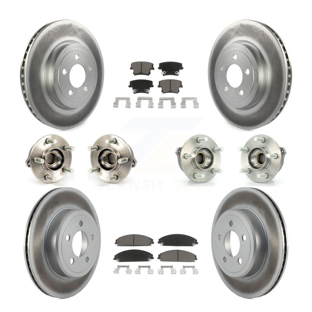 Hub Bearing Coated Brake Rotor Pads Front Rear Kit (10Pc) For Chrysler 300 Dodge