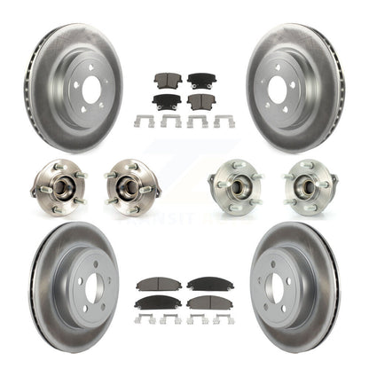 Hub Bearing Coated Brake Rotor Pads Front Rear Kit (10Pc) For Chrysler 300 Dodge