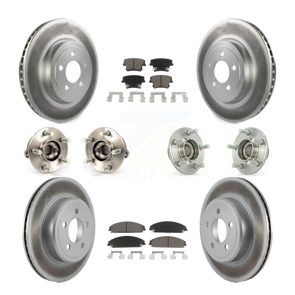 Hub Bearing Coated Brake Rotor Pads Front Rear Kit (10Pc) For Chrysler 300 Dodge