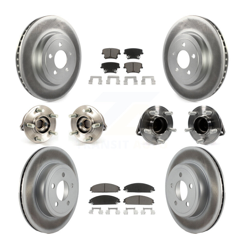 Hub Bearing Coated Brake Rotor Pads Front Rear Kit (10Pc) For Chrysler 300 Dodge
