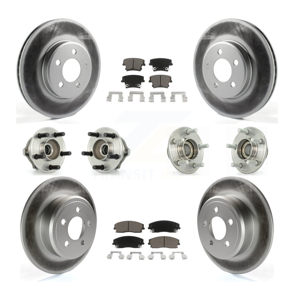 Hub Bearing Coated Brake Rotor Pads Front Rear Kit (10Pc) For Chrysler 300 Dodge