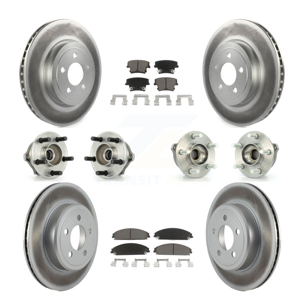 Hub Bearing Coated Brake Rotor Pads Front Rear Kit (10Pc) For Chrysler 300 Dodge