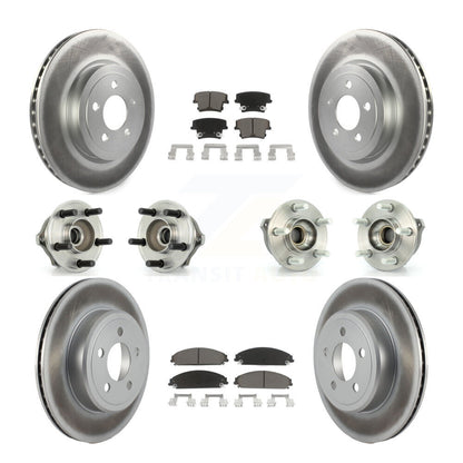 Hub Bearing Coated Brake Rotor Pads Front Rear Kit (10Pc) For Chrysler 300 Dodge