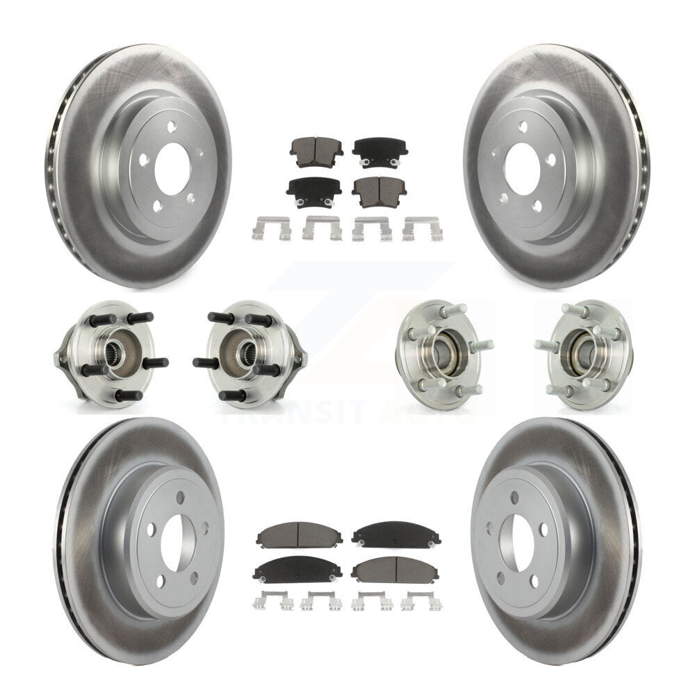 Hub Bearing Coated Brake Rotor Pads Front Rear Kit (10Pc) For Chrysler 300 Dodge