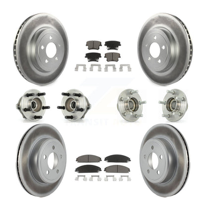 Hub Bearing Coated Brake Rotor Pads Front Rear Kit (10Pc) For Chrysler 300 Dodge