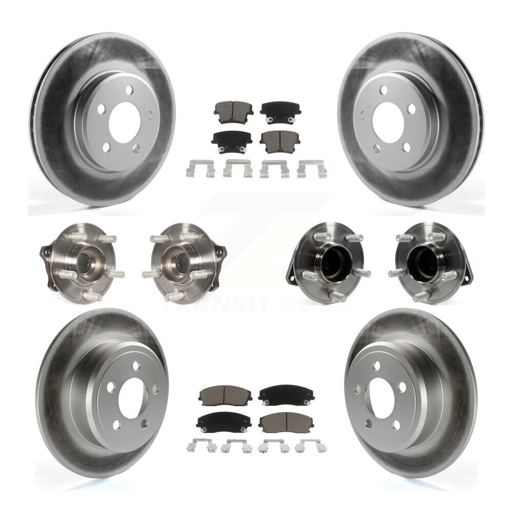 Hub Bearing Coated Brake Rotor & Pad Front Rear Kit (10Pc) For Dodge Charger 300