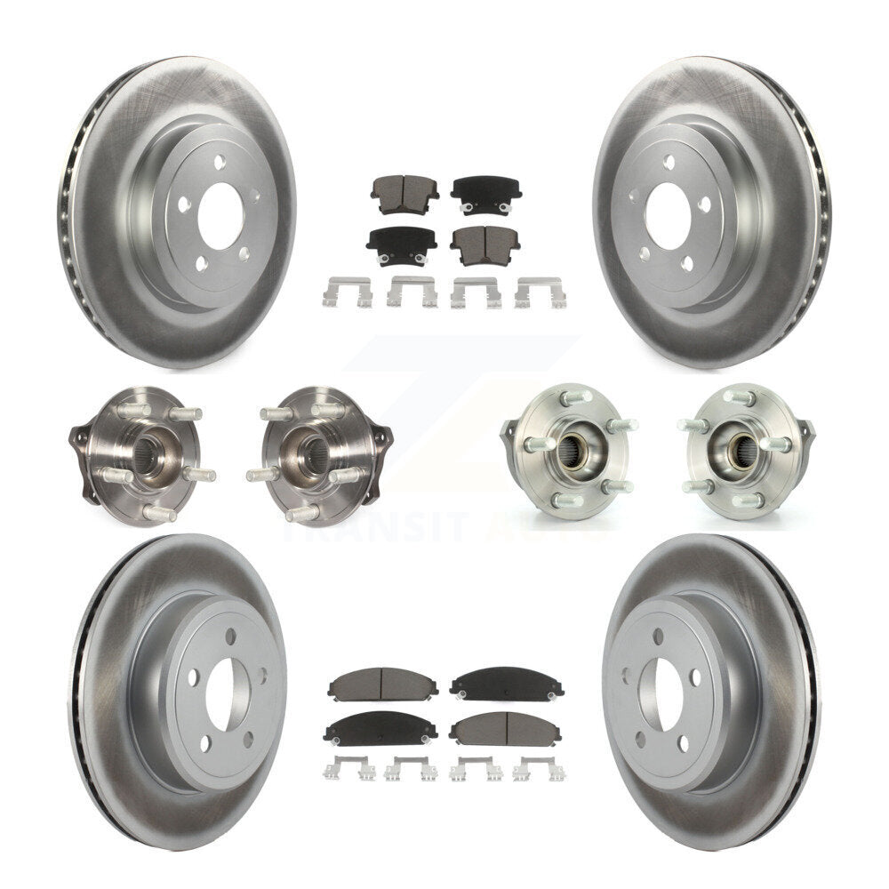 Hub Bearing Coated Brake Rotor & Pad Front Rear Kit (10Pc) For Dodge Charger 300