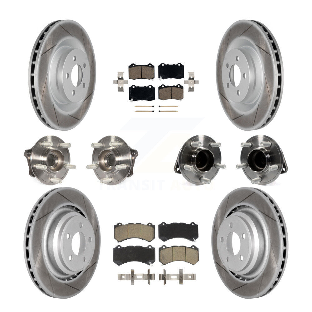 Hub Bearing Coated Brake Rotor & Pads Front Rear Kit (10Pc) For Dodge Challenger
