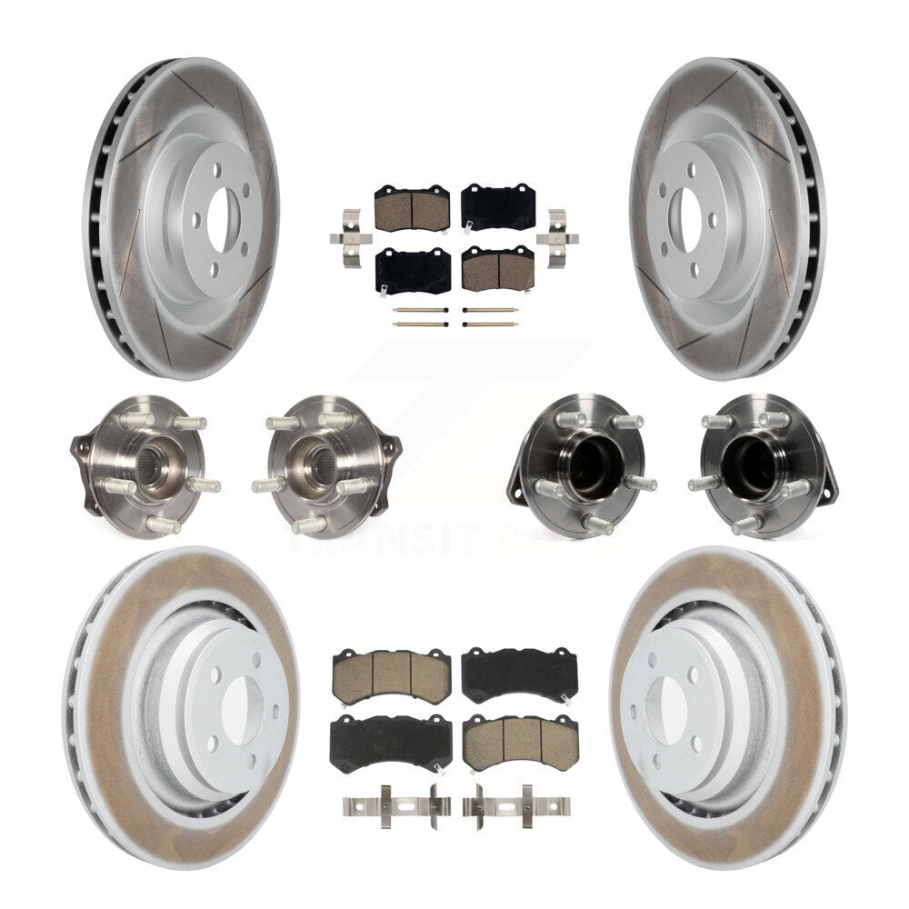 Hub Bearing Coated Brake Rotor & Pads Front Rear Kit (10Pc) For Dodge Challenger