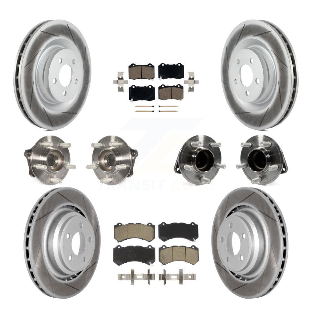 Hub Bearing Coated Brake Rotor & Pads Front Rear Kit (10Pc) For Dodge Challenger
