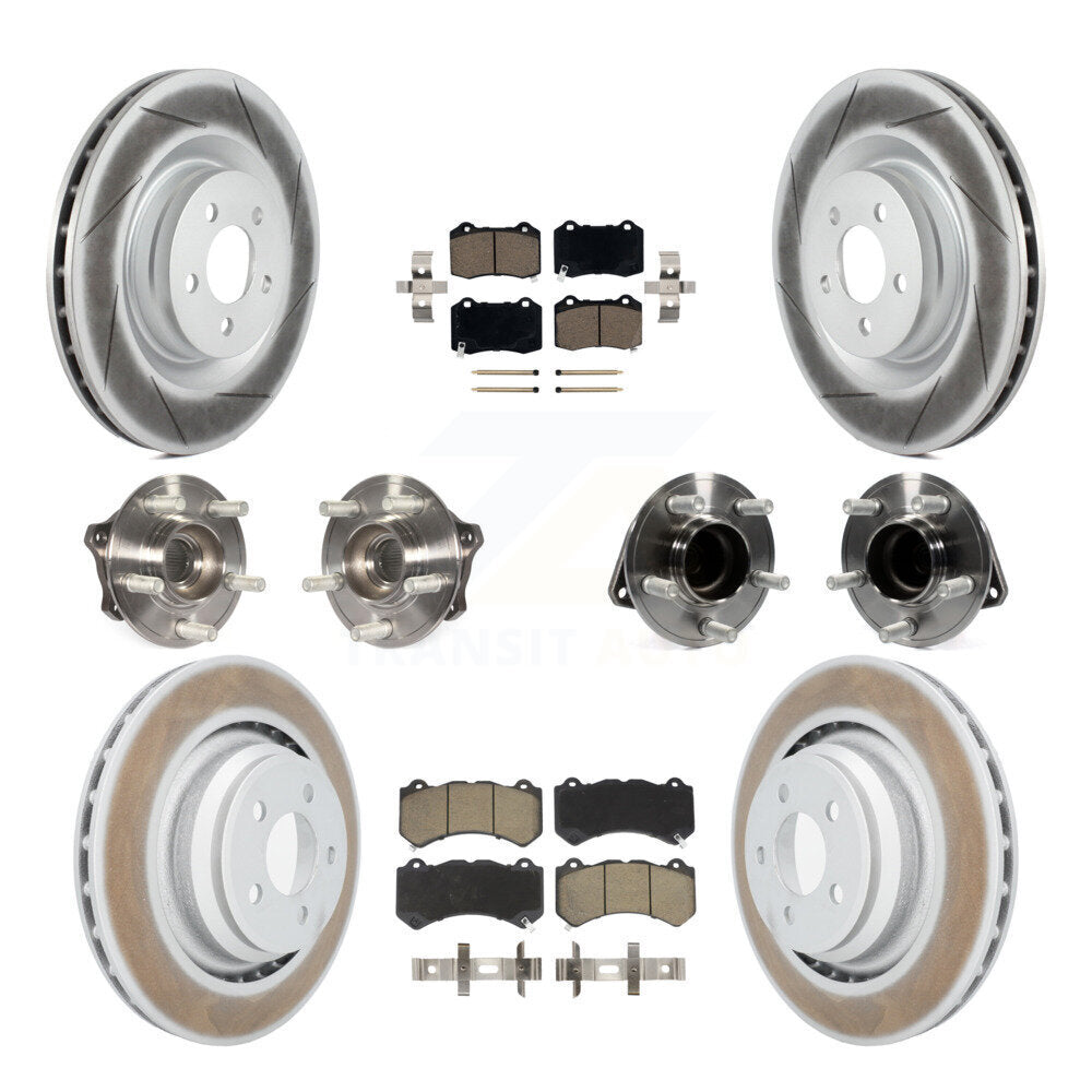Hub Bearing Coated Brake Rotor & Pads Front Rear Kit (10Pc) For Dodge Challenger