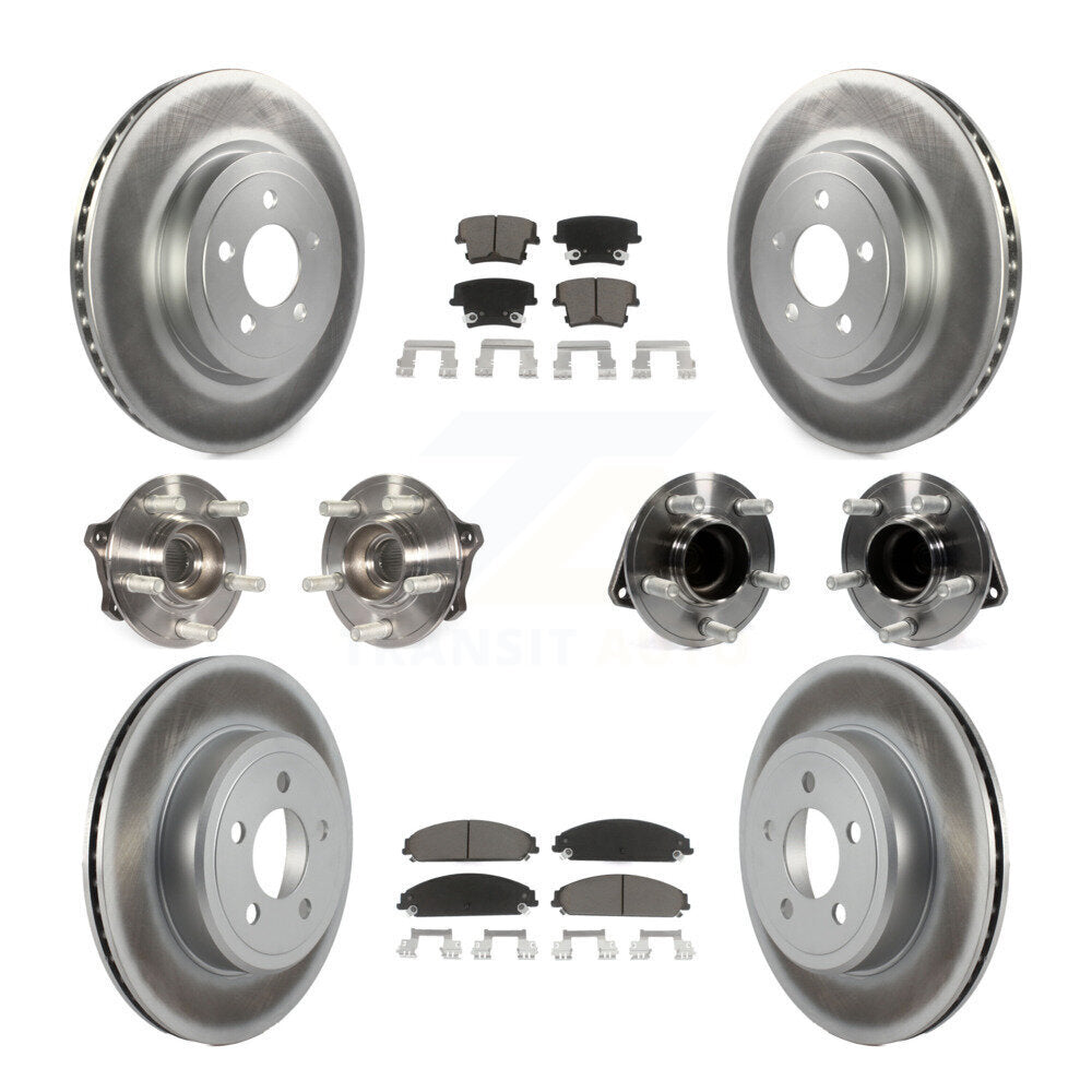 Hub Bearing Coated Brake Rotor & Pad Front Rear Kit (10Pc) For Dodge Charger 300