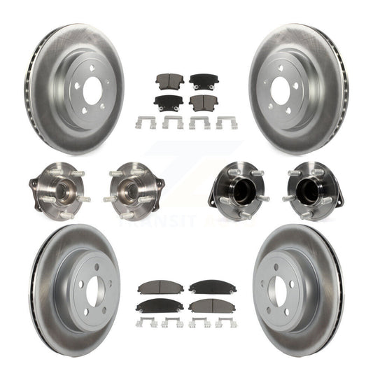 Hub Bearing Coated Brake Rotor & Pad Front Rear Kit (10Pc) For Dodge Charger 300