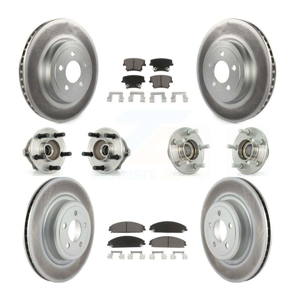 Hub Bearing Coated Disc Brake Rotor Pads Front Rear Kit (10Pc) For Dodge Charger