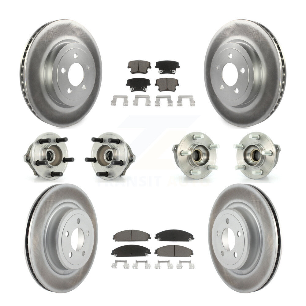 Hub Bearing Coated Disc Brake Rotor Pads Front Rear Kit (10Pc) For Dodge Charger