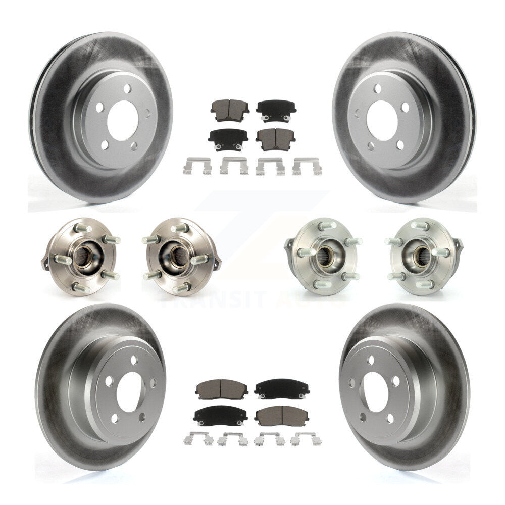 Hub Bearing Coated Brake Rotor & Pad Front Rear Kit (10Pc) For Dodge Charger 300