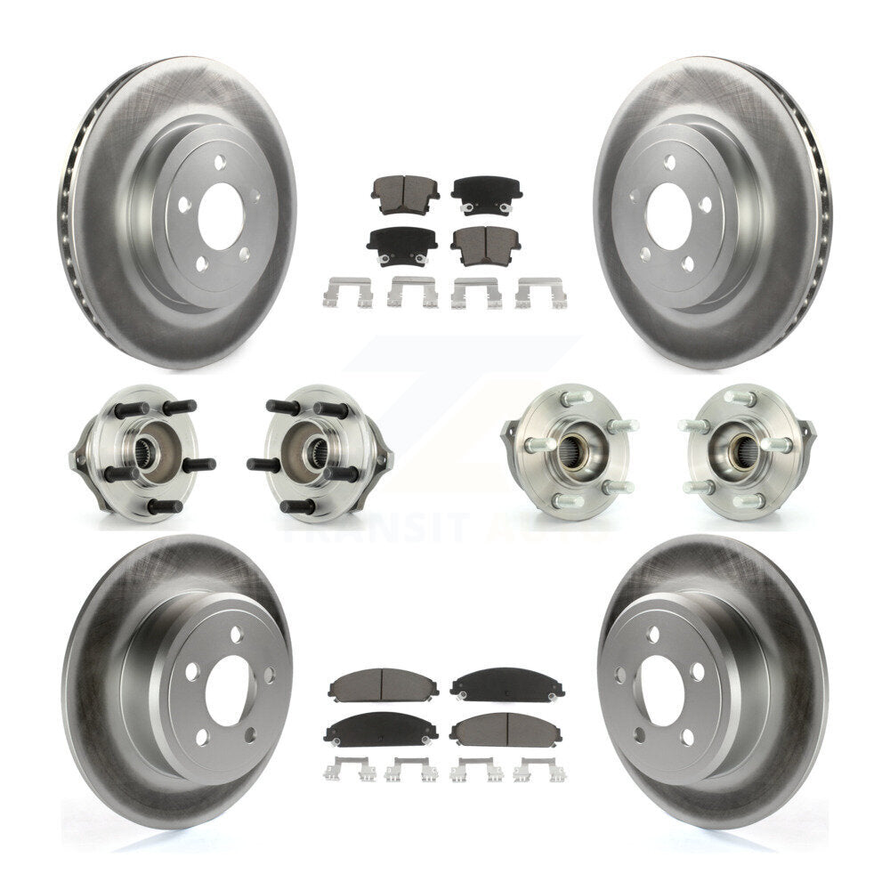 Hub Bearing Coated Disc Brake Rotor & Pad Front Rear Kit (10Pc) For Chrysler 300