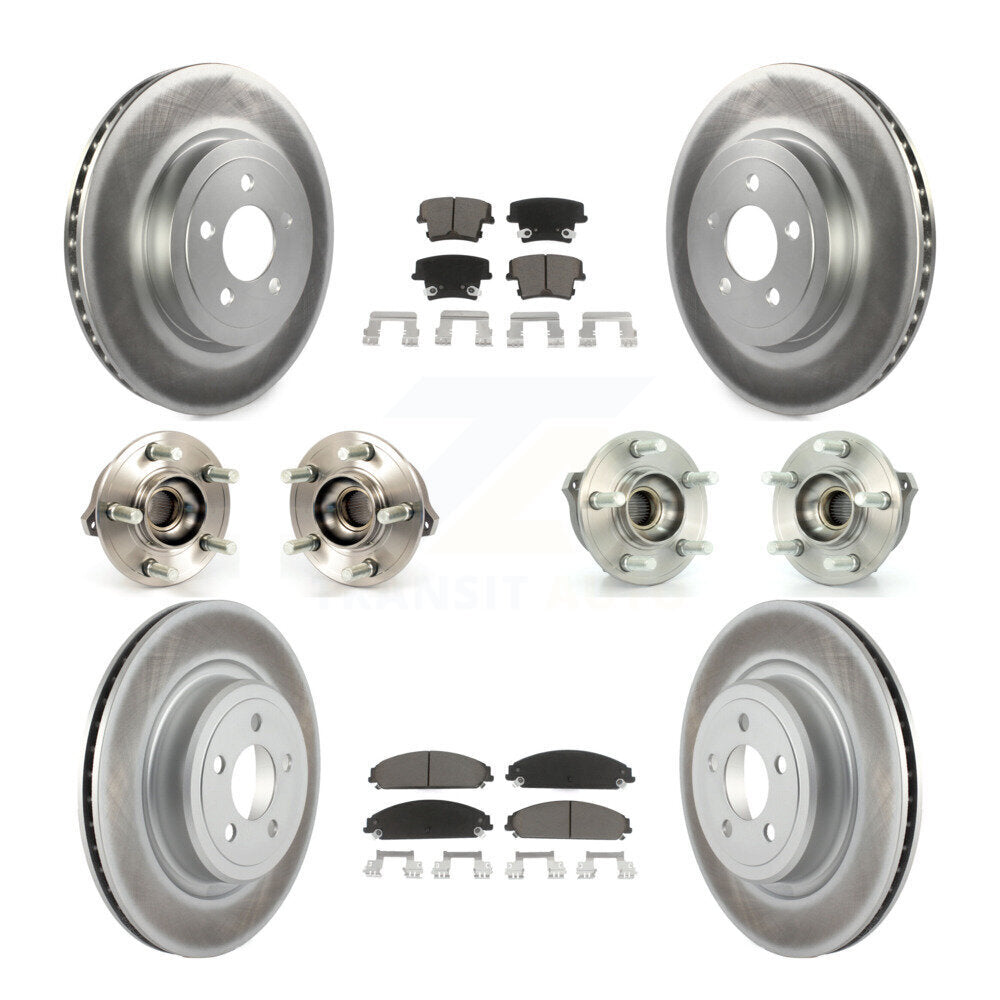 Hub Bearing Coated Disc Brake Rotor Pads Front Rear Kit (10Pc) For Dodge Charger
