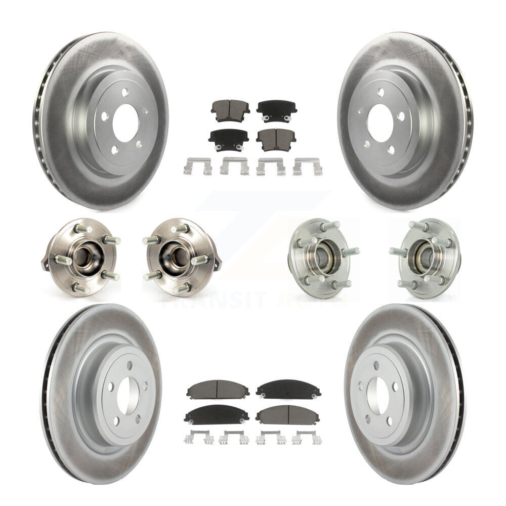 Hub Bearing Coated Disc Brake Rotor Pads Front Rear Kit (10Pc) For Dodge Charger