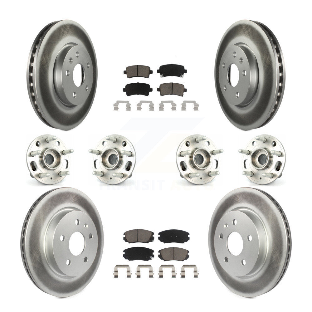 Hub Bearing Coated Brake Rotor & Pads Front Rear Kit (10Pc) For Chevrolet Malibu