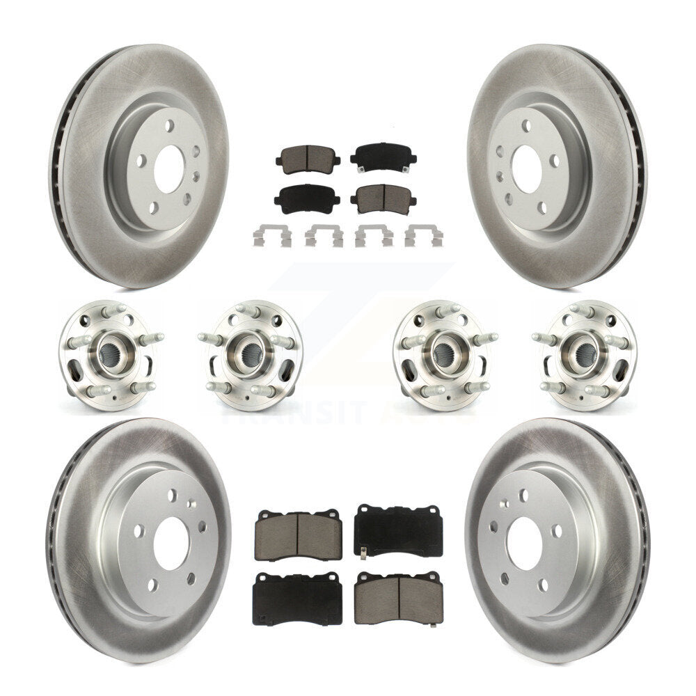 Hub Bearing Coated Disc Brake Rotor & Pad Front Rear Kit (10Pc) For Cadillac XTS