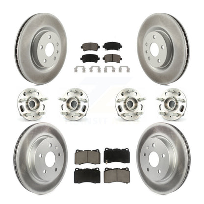 Hub Bearing Coated Disc Brake Rotor & Pad Front Rear Kit (10Pc) For Cadillac XTS