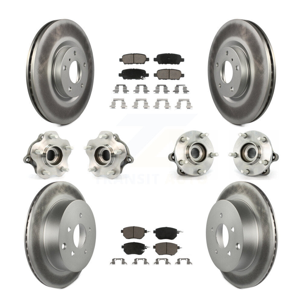 Hub Bearing Coated Brake Rotor & Pad Front Rear Kit (10Pc) For Nissan Murano AWD