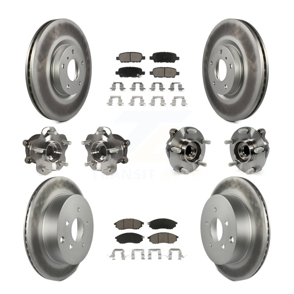 Hub Bearing Coated Brake Rotor & Pad Front Rear Kit (10Pc) For INFINITI QX70 RWD