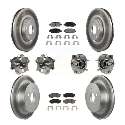 Hub Bearing Coated Brake Rotor & Pad Front Rear Kit (10Pc) For INFINITI QX70 RWD