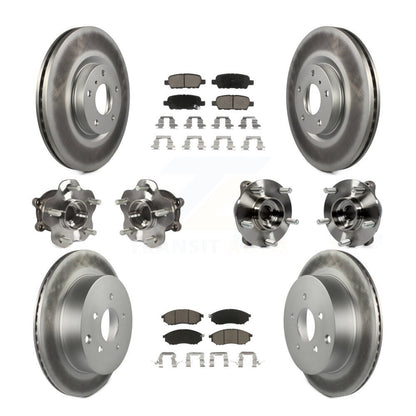 Hub Bearing Coated Brake Rotor & Pad Front Rear Kit (10Pc) For INFINITI QX70 AWD