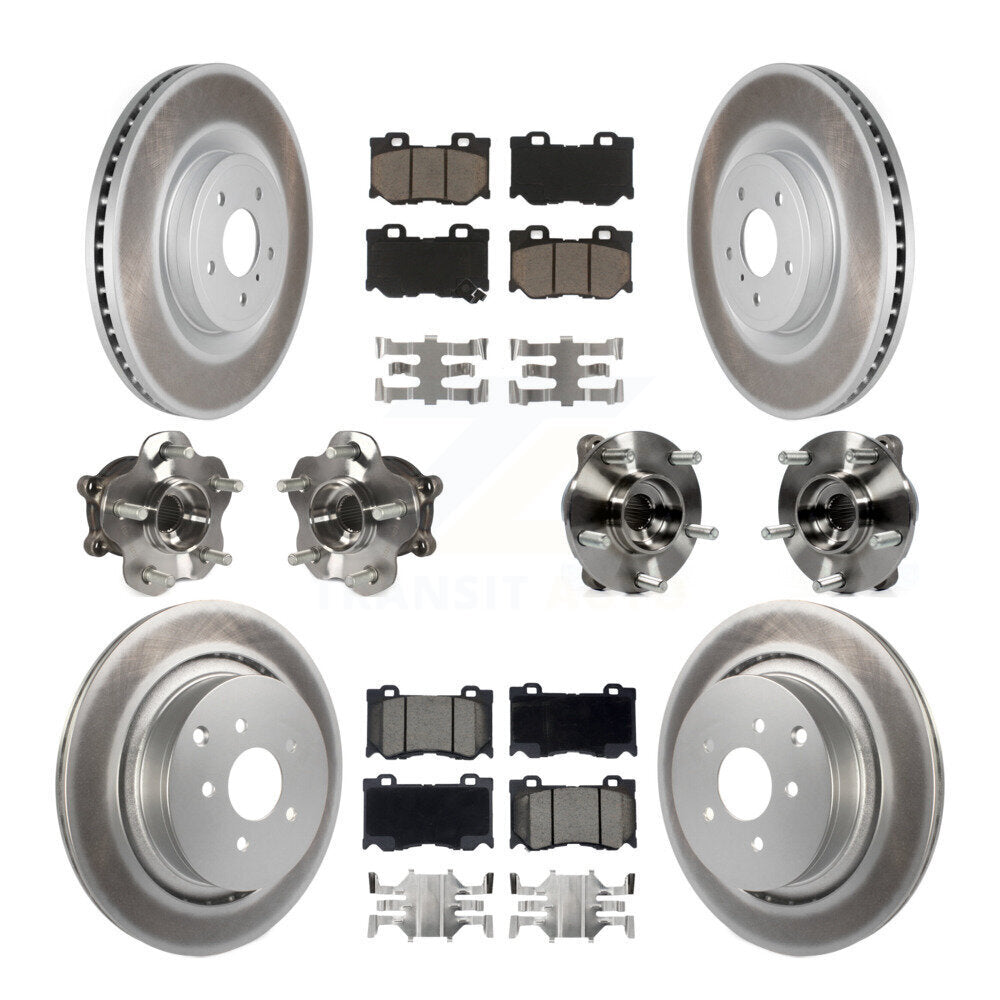 Hub Bearing Coated Disc Brake Rotor Pads Front Rear Kit (10Pc) For INFINITI FX50