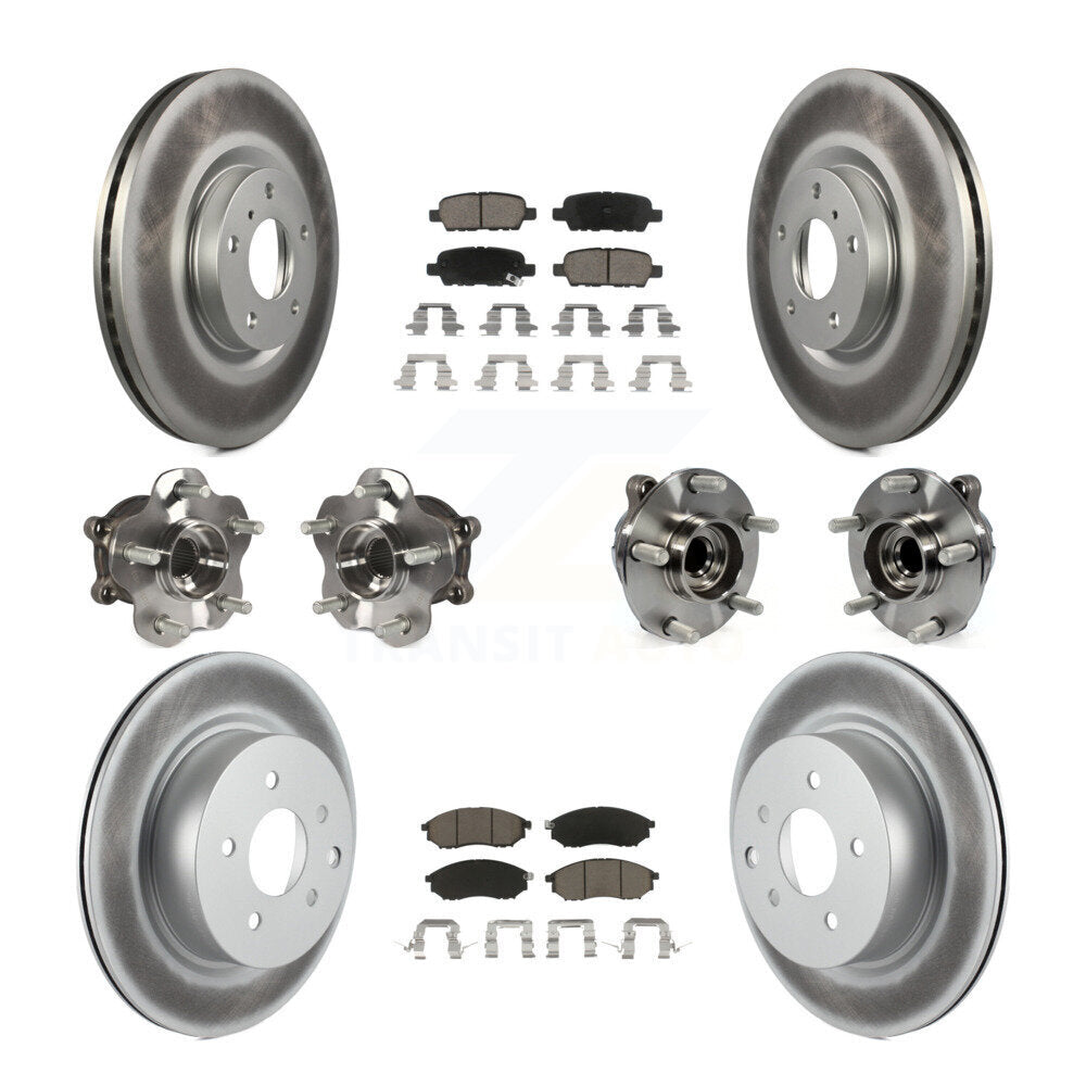 Hub Bearing Coated Brake Rotor Pads Front Rear Kit (10Pc) For INFINITI EX35 QX50
