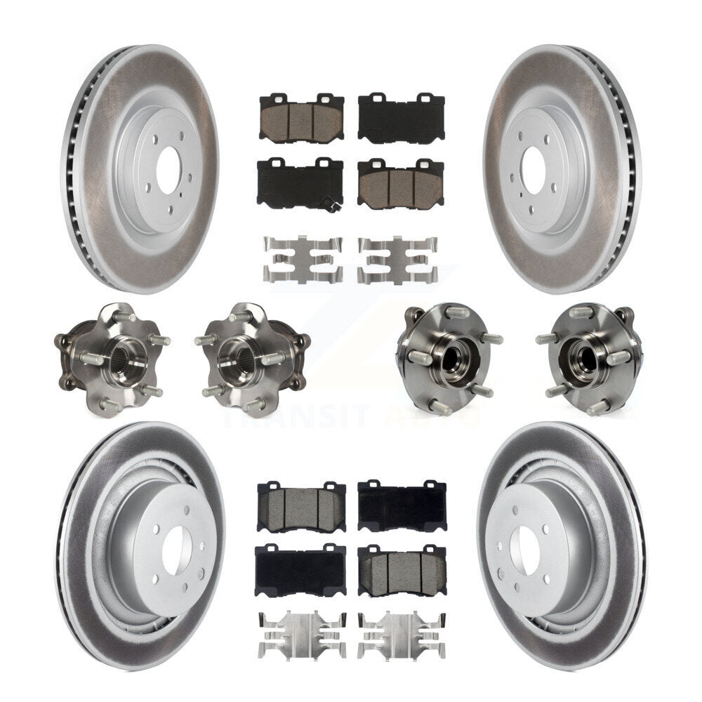Hub Bearing Coated Brake Rotor & Pads Front Rear Kit (10Pc) For INFINITI G37 RWD