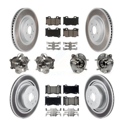 Hub Bearing Coated Brake Rotor & Pads Front Rear Kit (10Pc) For INFINITI G37 RWD