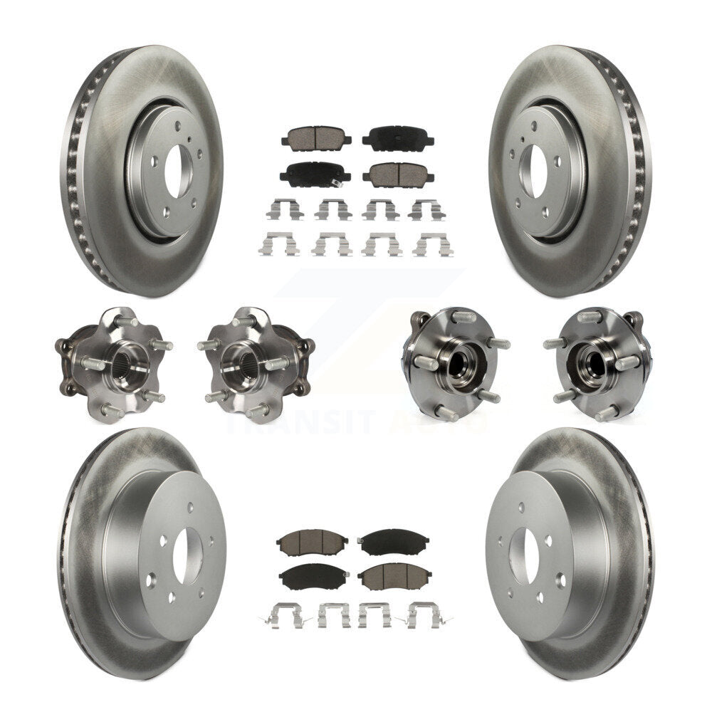 Hub Bearing Coated Brake Rotor Pads Front Rear Kit (10Pc) For INFINITI FX35 FX37