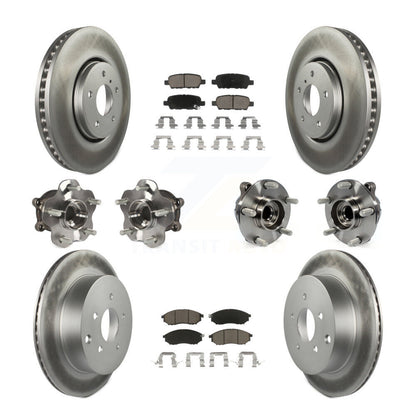 Hub Bearing Coated Brake Rotor Pads Front Rear Kit (10Pc) For INFINITI FX35 FX37