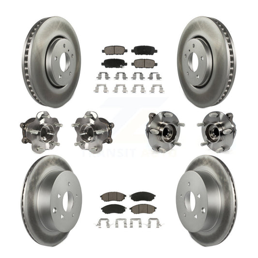 Hub Bearing Coated Brake Rotor Pads Front Rear Kit (10Pc) For INFINITI FX35 FX37