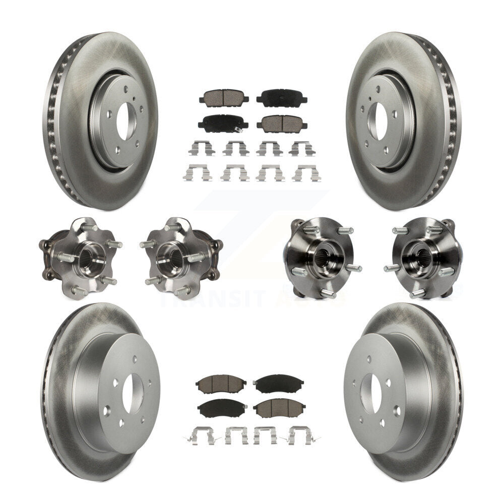 Hub Bearing Coated Brake Rotor Pads Front Rear Kit (10Pc) For INFINITI FX35 FX37